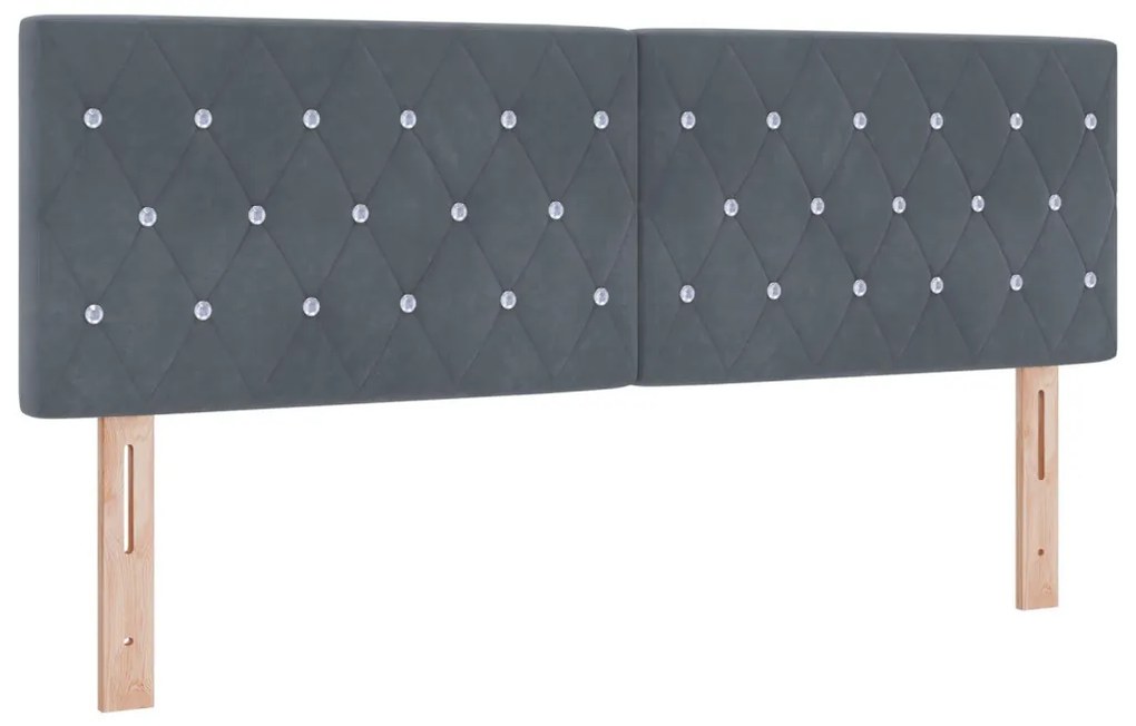 Fejtámla Kristály Gombbal Díszített Sötétszürke 160 cm Velvet