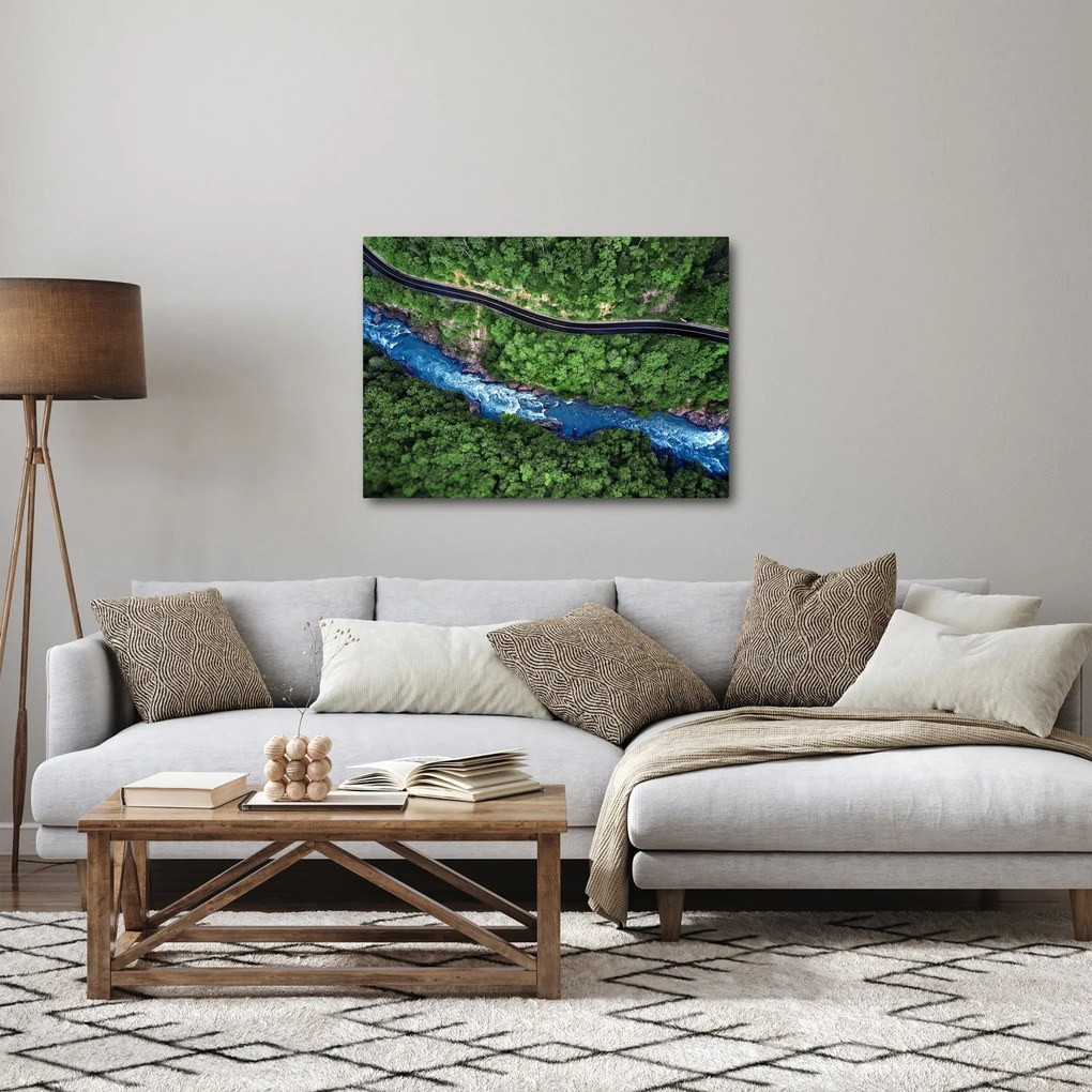 Kép - folyó a hegyek között, Kaukázus, Oroszország (70x50 cm)