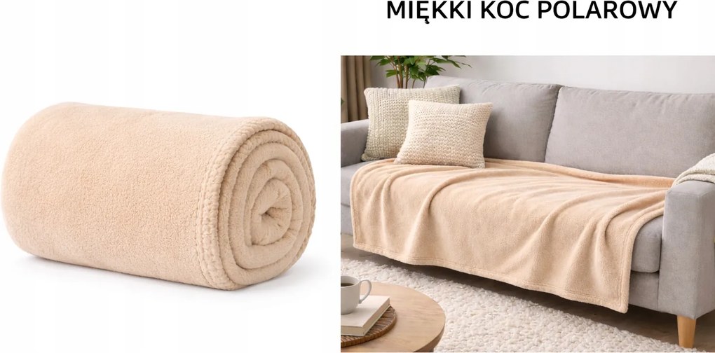 219.Koc polár puha 170x130cm polár takaró puha 127x152 cm bézs