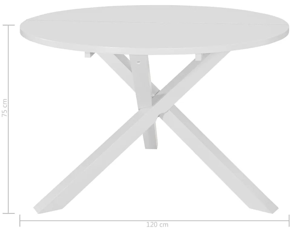 Fehér MDF étkezőasztal 120 x 75 cm
