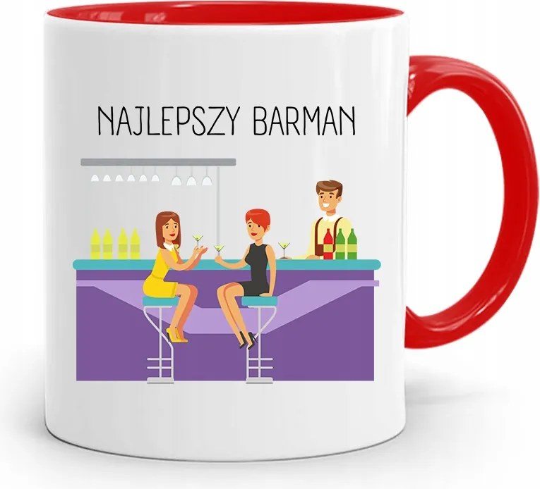 Piros Bögre Ajándék A Legjobb Csaposnak fényképes nyomtatással