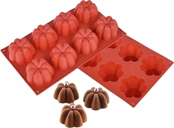 Szilikon öntőforma 3D Virág 6 db-os desszertes szett