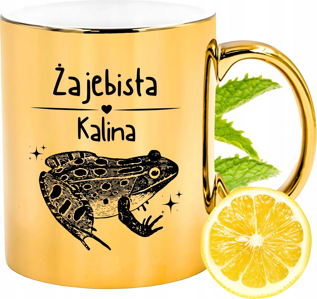 Prémium Arany Csillogó Bögre Kalina Ajándék Nyomtatott Fotóval