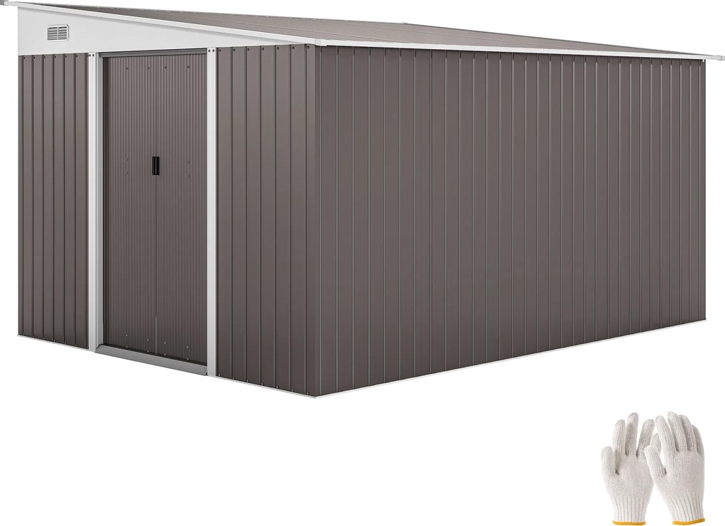 Outsunny Fém Kertivaros 19,4m³ 280x345x201cm Eszközkert Shed Monopitch Tetővel, Csúszóajtóval, Időjárásálló Kertesház Kültéri Szekrény a Hátsó Udvarho
