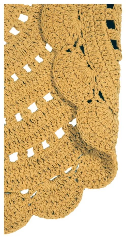 Alma sárga kézzel szőtt pamut szőnyeg, ⌀ 120 cm - Nattiot