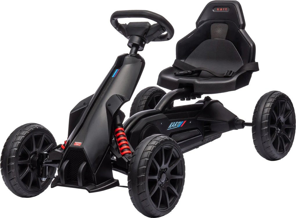 HOMCOM Go-Kart Pedálos Autó Kézi Fékkel, Állítható Üléssel, Előre- és Visszaforgó Sebességekkel, EVA Kerekekkel, Gyerek Kettcar 3-8 Éves Gyermekeknek