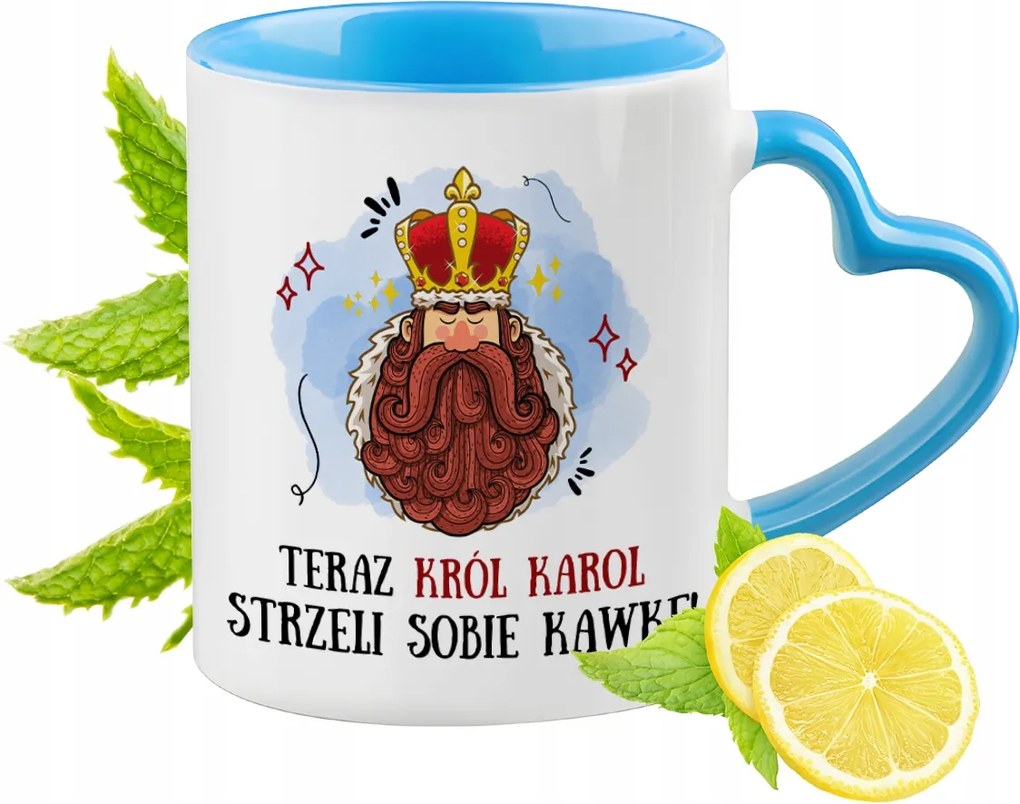 Károlynak Kék Bögre Szív Alakú Füllel Kávé Ajándék