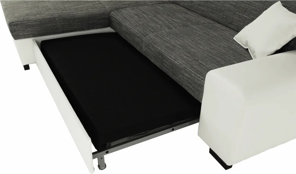 Ülőgarnitúra, fehér/szürke melír, balos, MINERVA