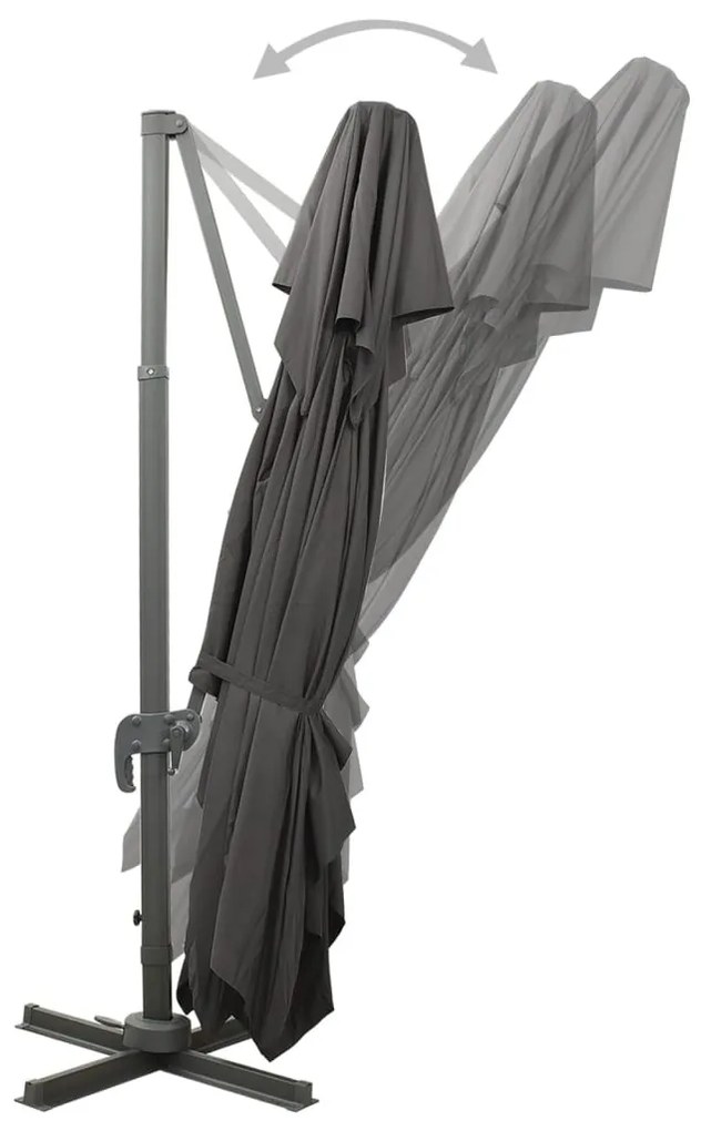 antracit színű konzolos kerti napernyő dupla tetejjel 400 x 300 cm