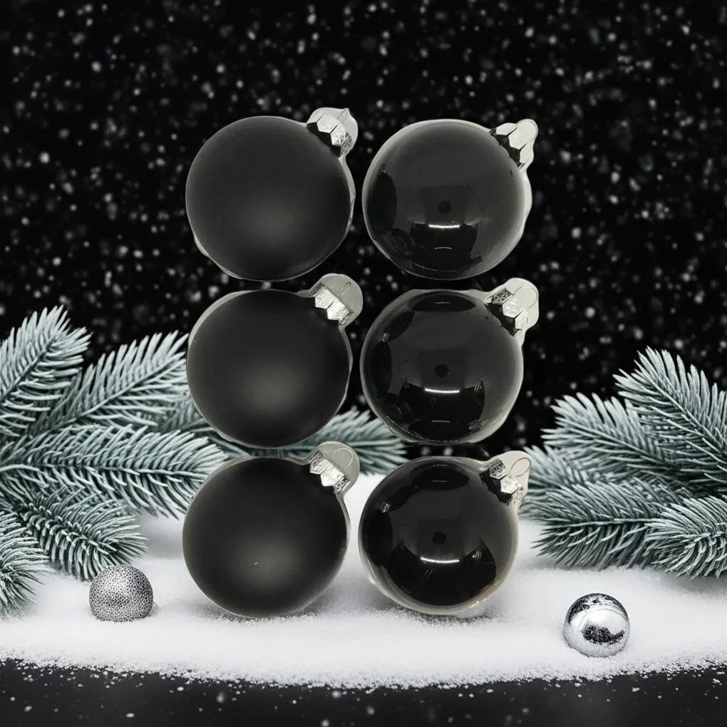Black üveg karácsonyi gömb szett 6*8cm fekete