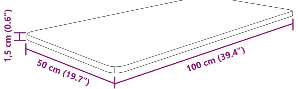 sötétbarna kezelt tömör fa fürdőszobai pult 100x50x1,5 cm