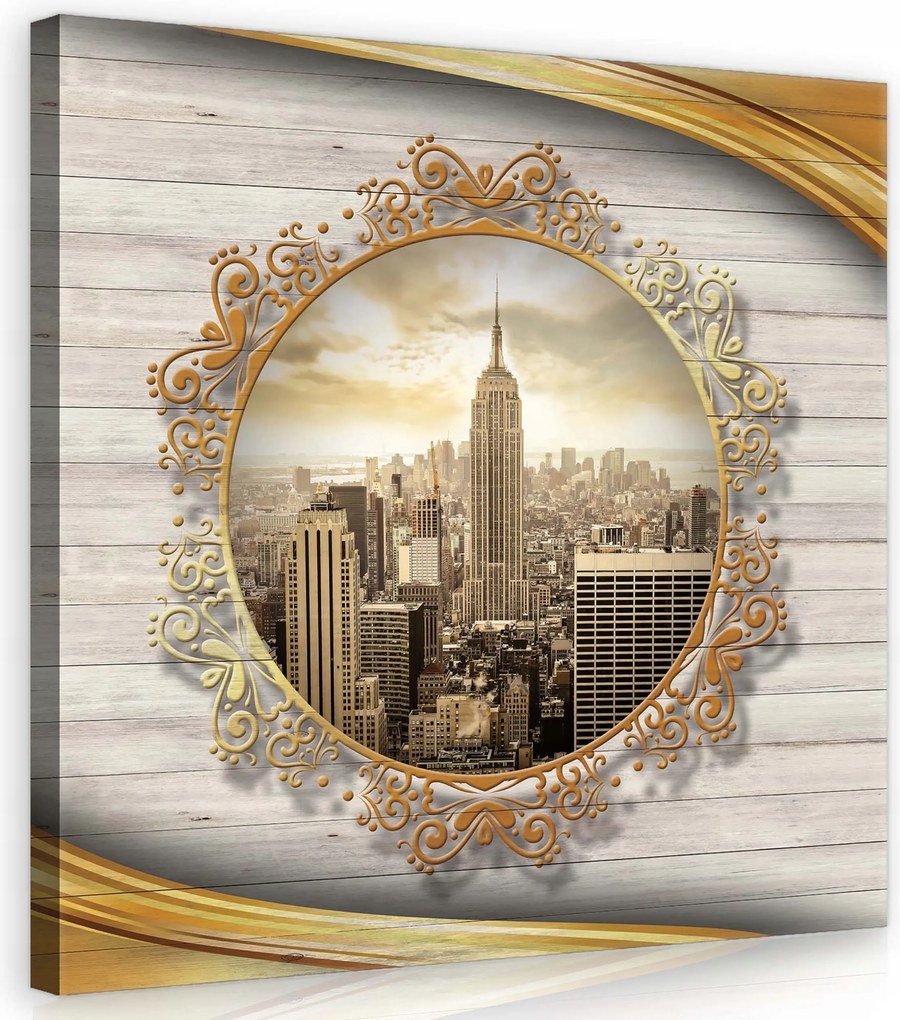 Vászonkép 40x40 New York Arany Ablak Karcoló Felhő Építészeti Akcentus