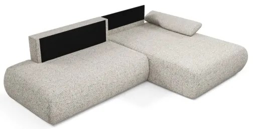 PRATO jobb oldali, L-alakú, kihúzható sarokkanapé tárolóval, bézs