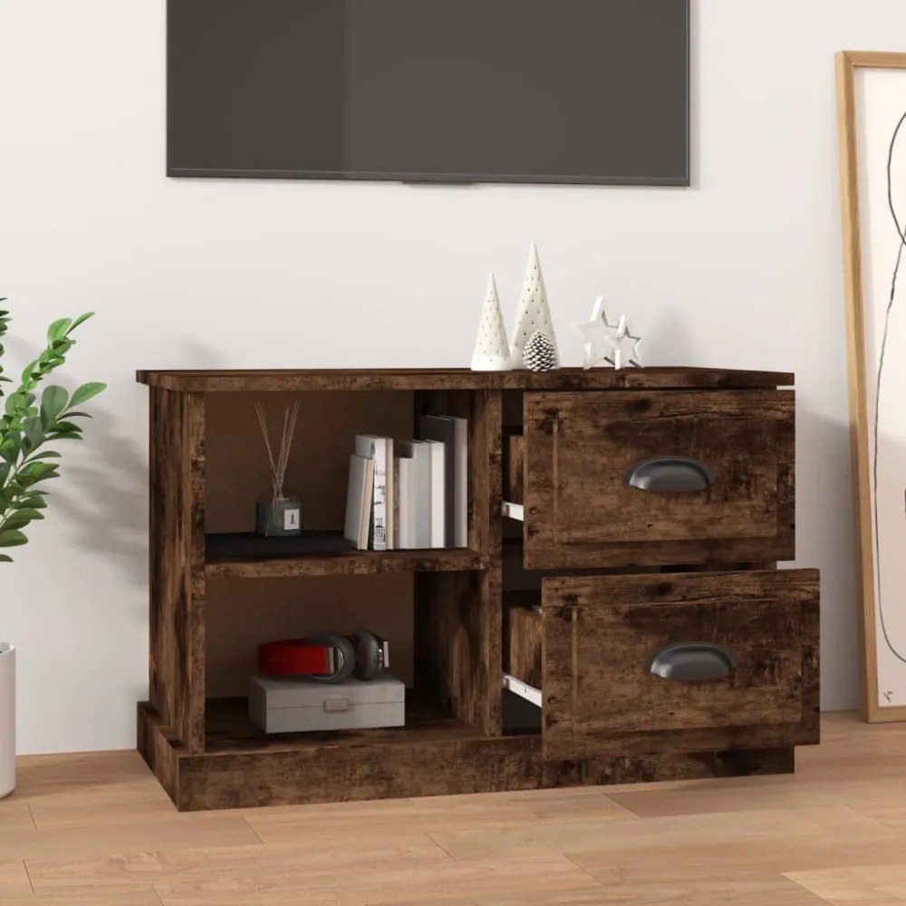 füstös tölgy színű szerelt fa TV-szekrény 73x35,5x47,5 cm