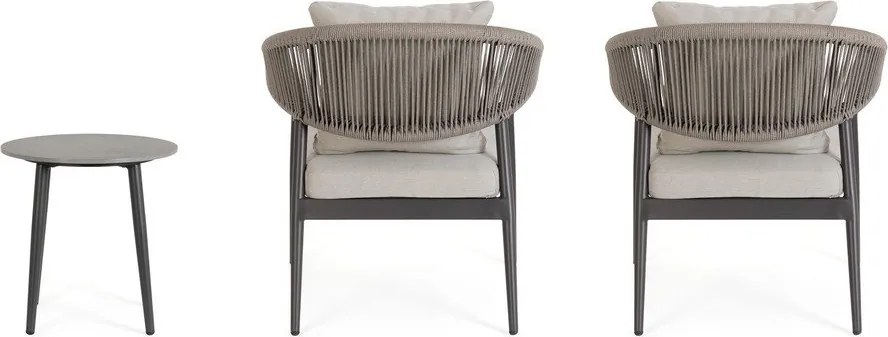 Khaki-szürkésbarna alumínium kétszemélyes kerti lounge szett Millor – Bizzotto