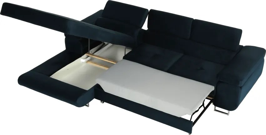 Sarokülőgarnitúra, kék, balos kivitel, AMARETA