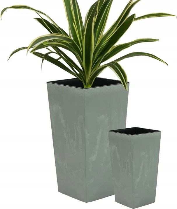 Kerti Virágtartó Kaspó Virágtartó Betéttel 14X26CM Szürke Beton Terasz Erkélyre