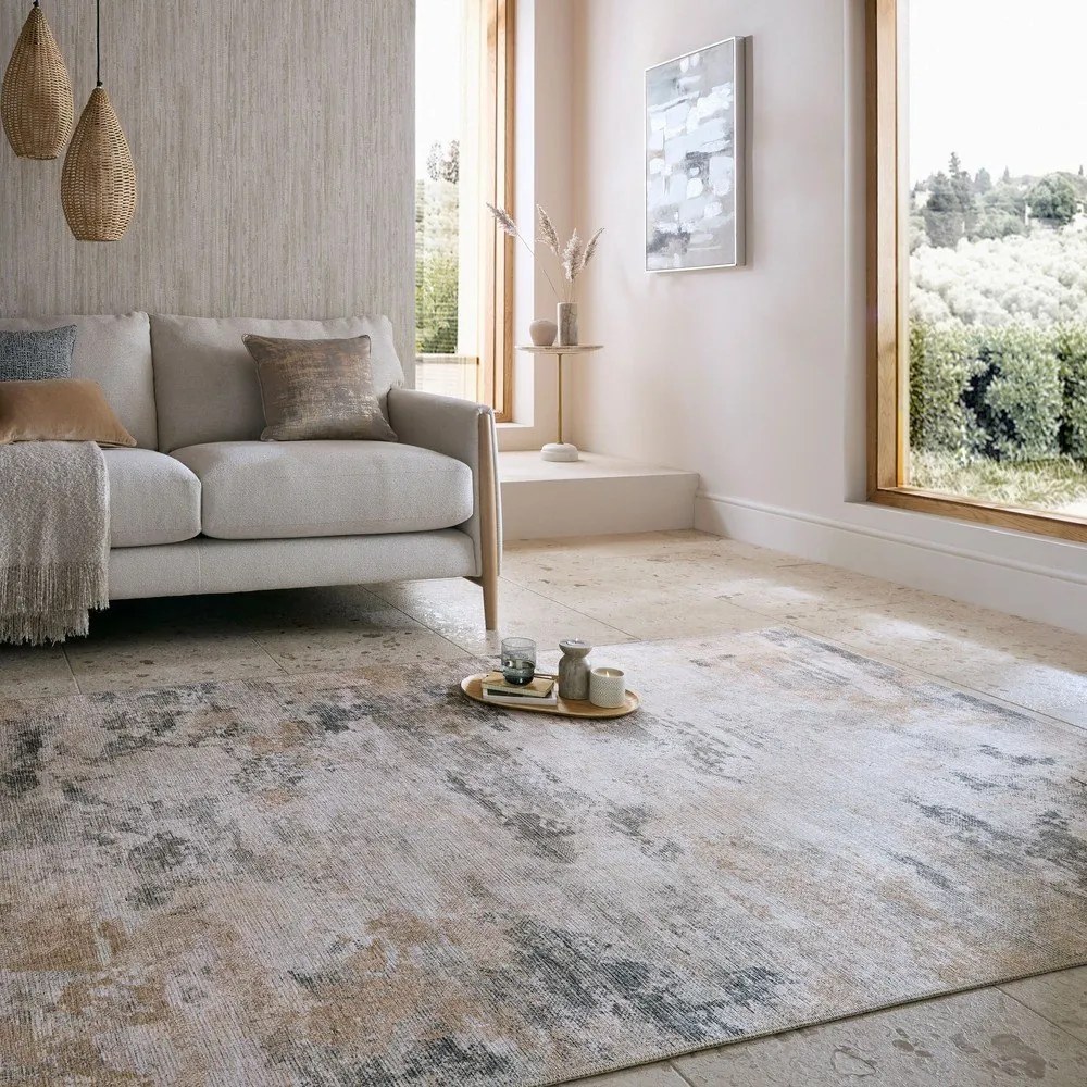 Szürkésbézs mosható szőnyeg 190x290 cm Lila Abstract – Flair Rugs