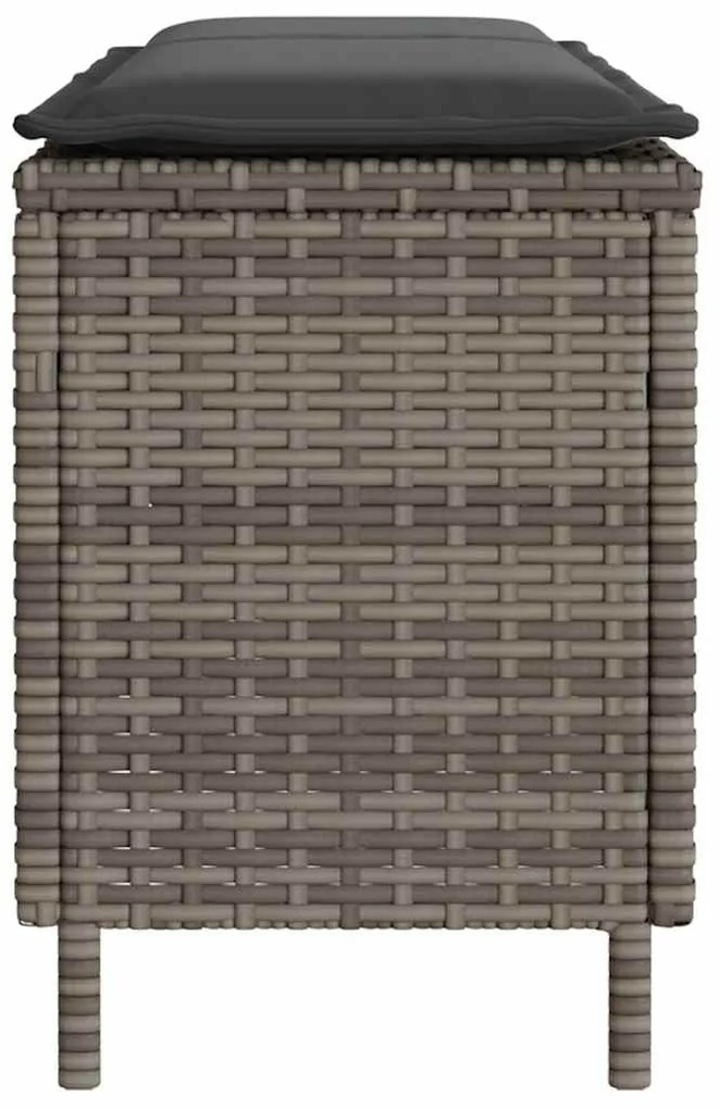 Barna polyrattan kerti pad párnával 110x30x40,5 cm