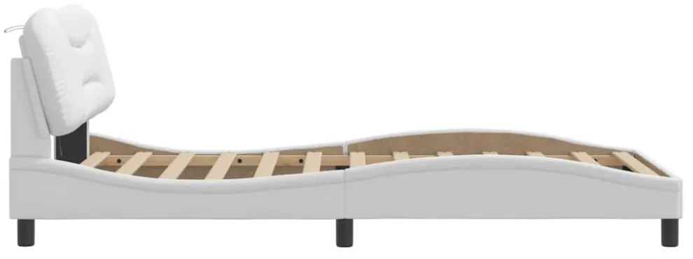 fehér műbőr ágykeret LED-világítással 100 x 200 cm