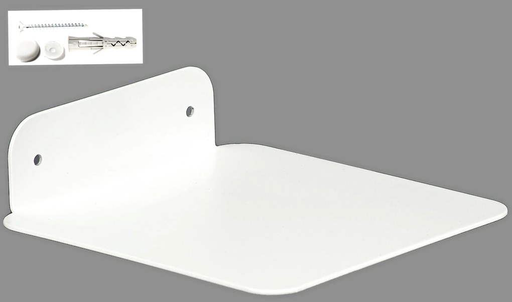 Polc 20x20x5cm Fehér fém akasztós modern Loft stílusban