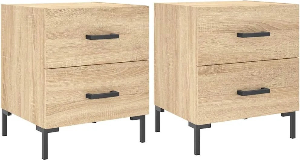 vidaXL 2 db sonoma tölgy színű szerelt fa éjjeliszekrény 40x35x47,5 cm