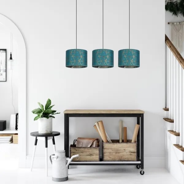 Csillár zsinóron REZO 3xE27/60W/230V türkiz