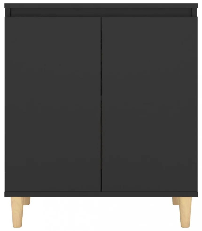 fekete szerelt fa tálalószekrény tömör falábakkal 60x35x70 cm