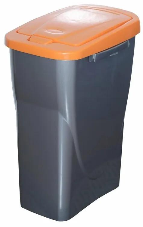Szelektív hulladékgyűjtő kosár, 42 x 31 x 21 cm, narancssárga fedél, 15 l
