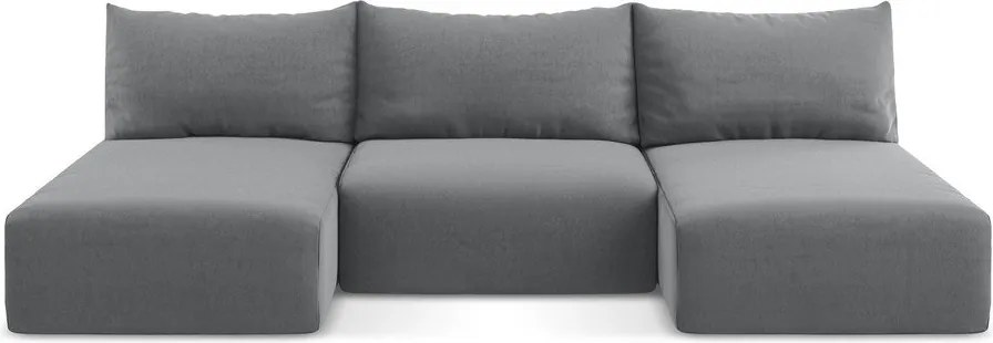 Szürke bársony kinyitható-tárolóhelyes (U alakú) sarokkanapé Kalena – Makamii