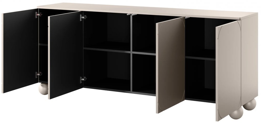 Sonatia II négyajtós komód 200 cm gömb lábakon - kasmír