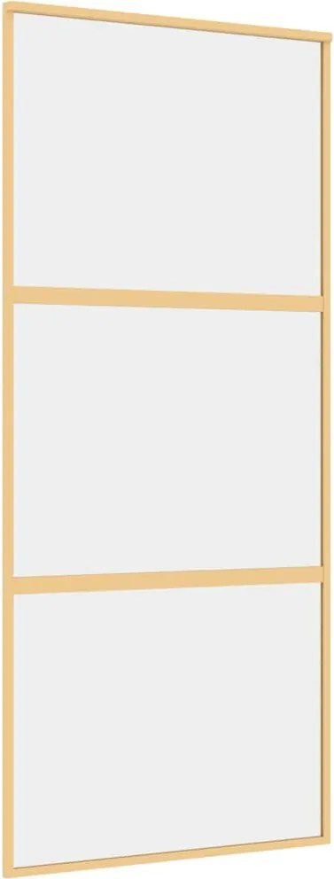 vidaXL aranyszínű átlátszó ESG üveg és alumínium tolóajtó 90 x 205 cm