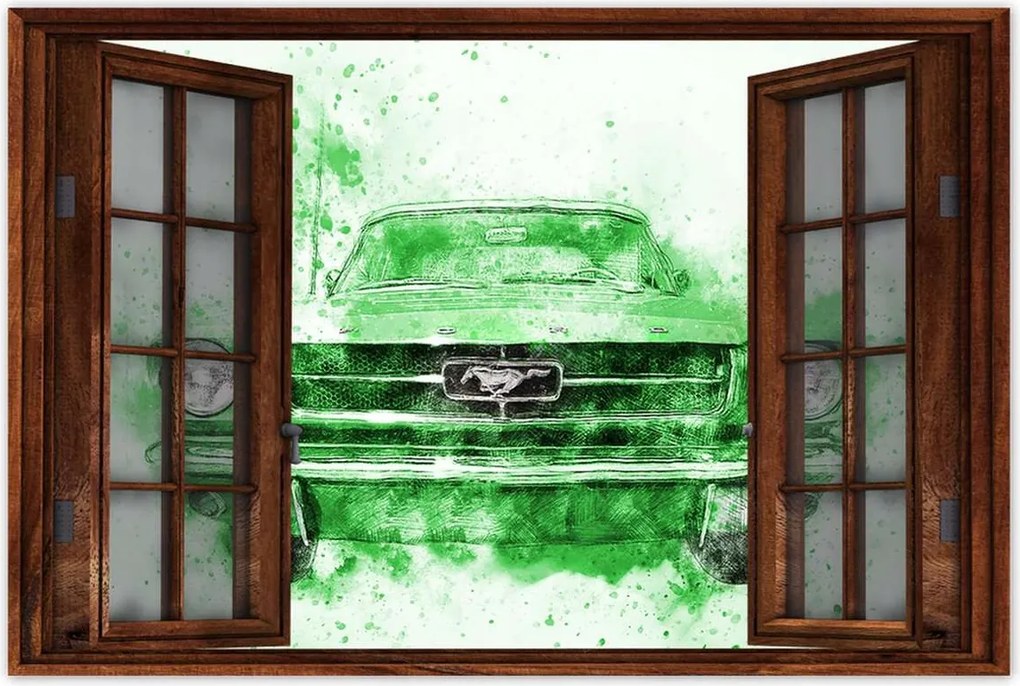 Poszterek 60x40 Zöld akvarell Mustang