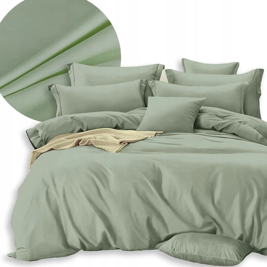 Ágyneműhuzat Garnitúra 160x200 2x Párnahuzat 70x80 Kétoldalas Sima Puha Olíva