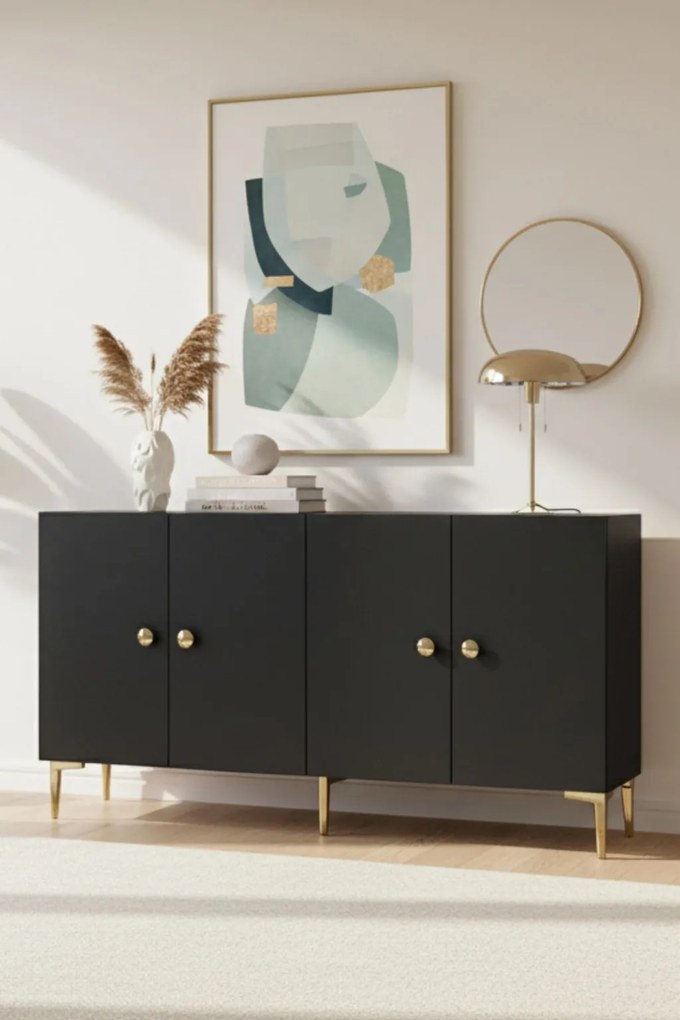 Simple komód, antracit-arany, 150 cm