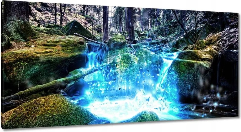 Vászonkép 115x55 Vízesés a folyón Hegyek