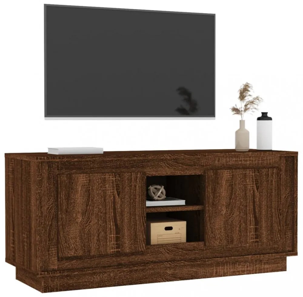 barna tölgy színű szerelt fa TV-szekrény 102x35x45 cm