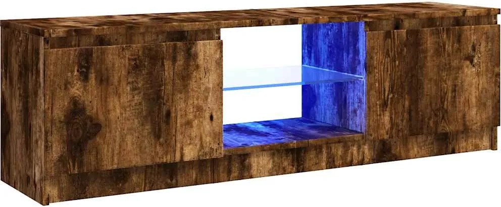 vidaXL füstölt tölgy színű TV-szekrény LED lámpákkal 120x30x36 cm