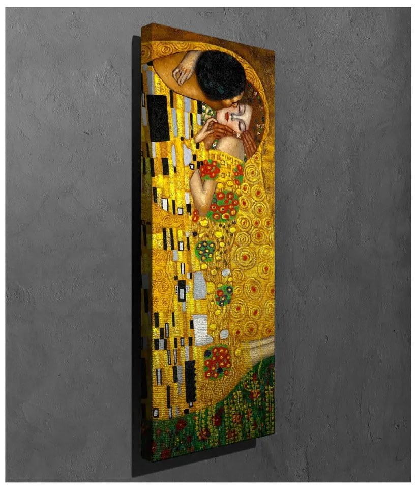 Vászon fali kép Gustav Klimt The Kiss másolat, 30 x 80 cm
