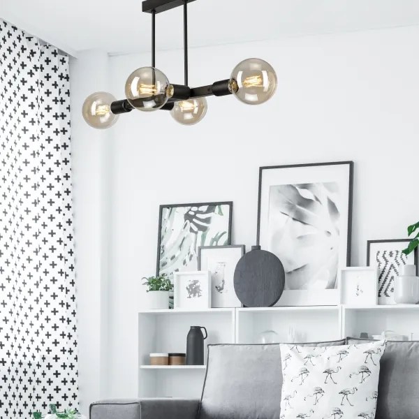 Csillár rúdon ASTRID 4xE27/60W/230V fekete