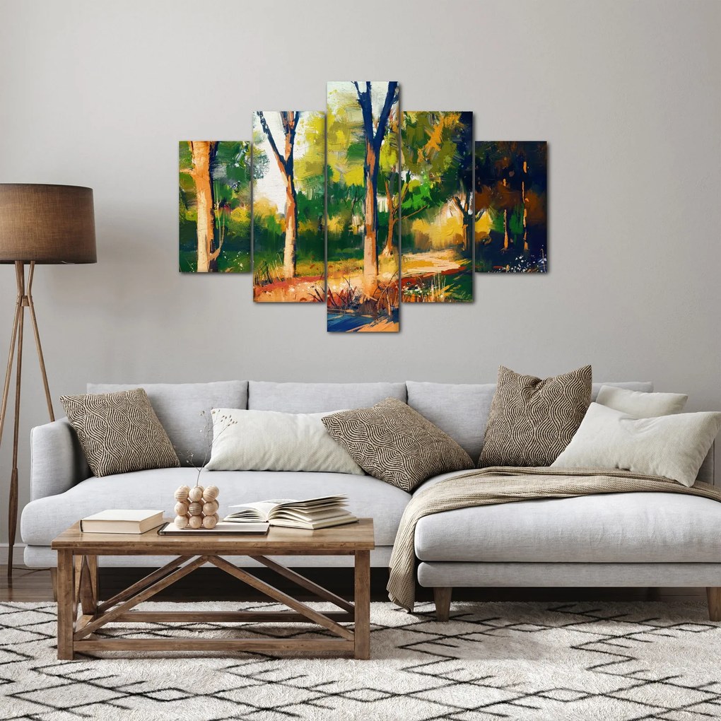 Erdő képe a nyári napsütésben, festmény (150x105 cm)