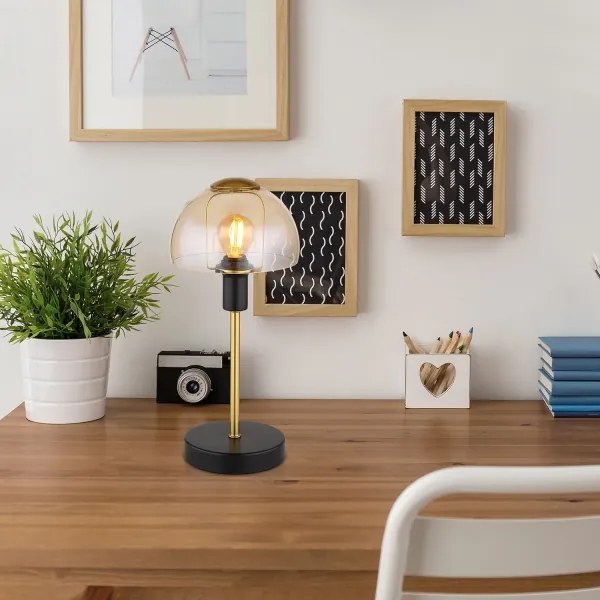 Globo 21914A - Asztali lámpa KOKKINI 1xE14/25W/230V fekete/arany