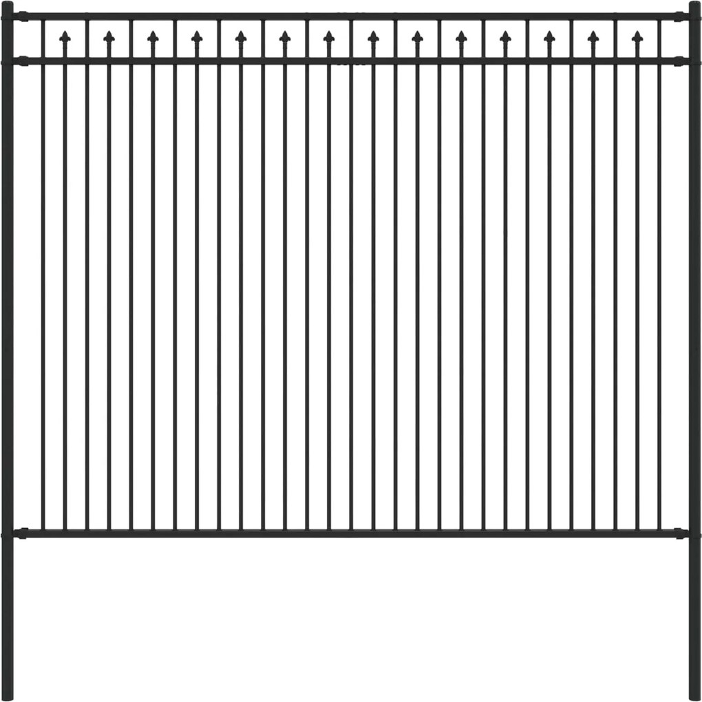 vidaXL Tüske Kerítés Fekete 200 x 200 cm Porszórt acél