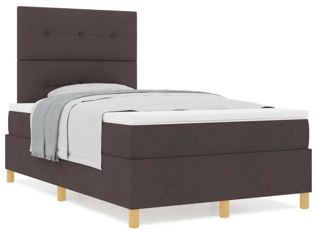 Box Spring Ágy Matrac Sötétbarna Kicsi Dupla Szövet