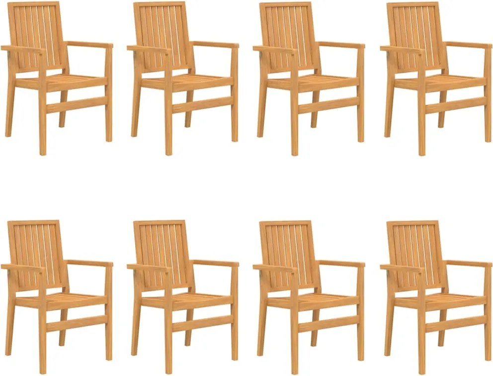 vidaXL 8 db rakásolható tömör tíkfa kerti szék 56,5 x 57,5 x 91 cm