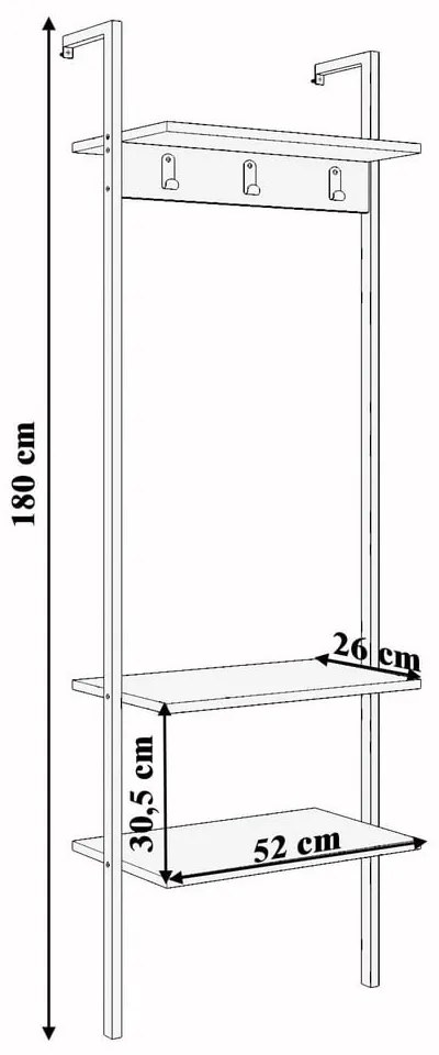Fekete előszoba bútor újrahasznosított fából Nina - Kalune Design