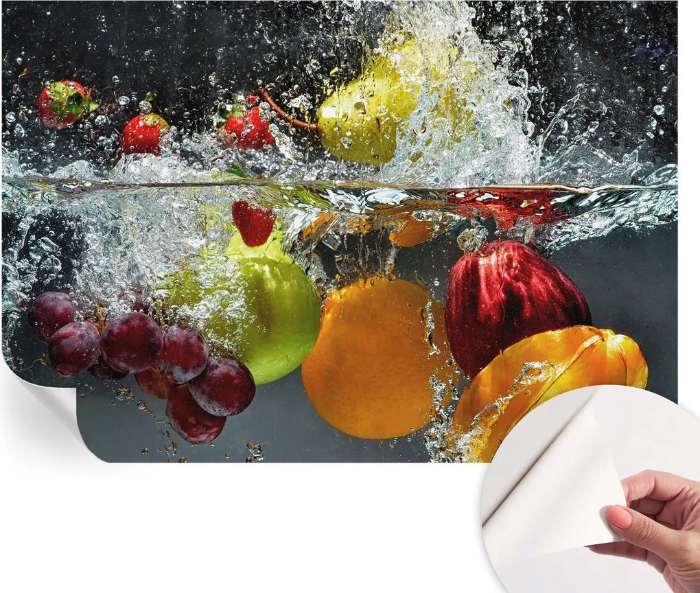 Öntapadós tapéta Fali furnér 3D hatás Gyümölcsök a vízben 152x104 cm