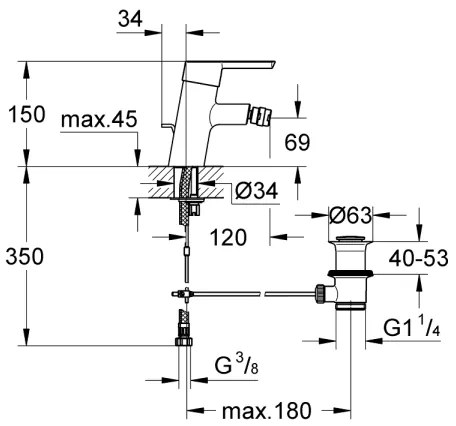 GROHE 32558000 - FEEL bidé csaptelep DN 15, fényes króm