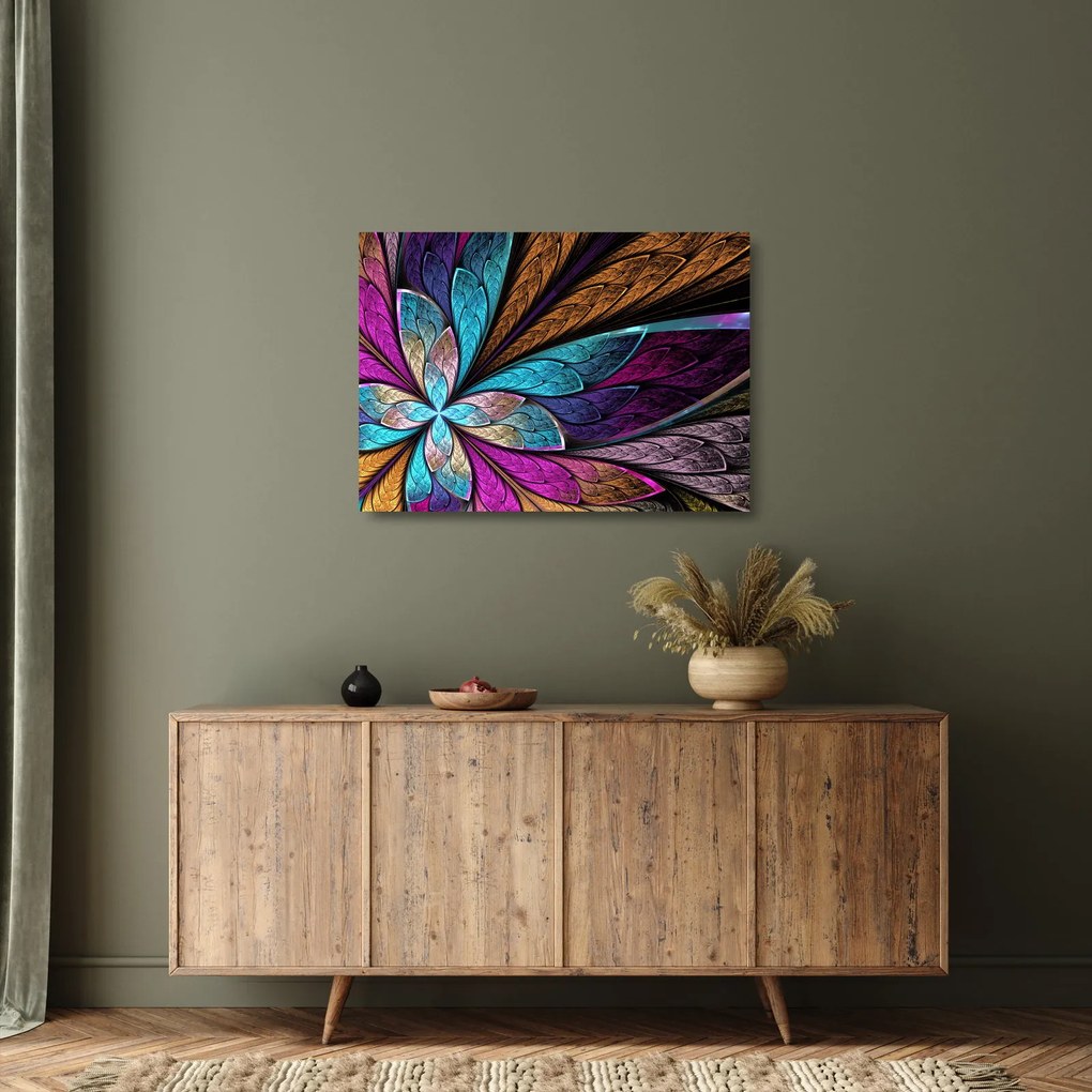 Kép - absztrakció, virág (üvegen) (70x50 cm)