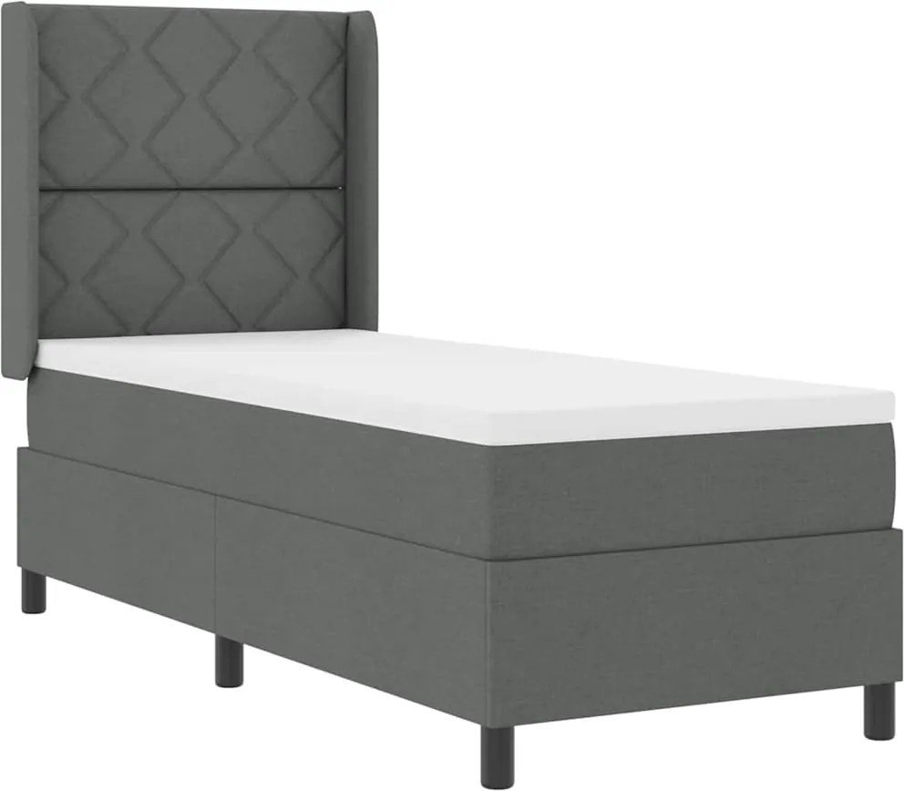 vidaXL LED Box Spring Ágy matracmal Sötétszürke 80 x 200 cm szövet
